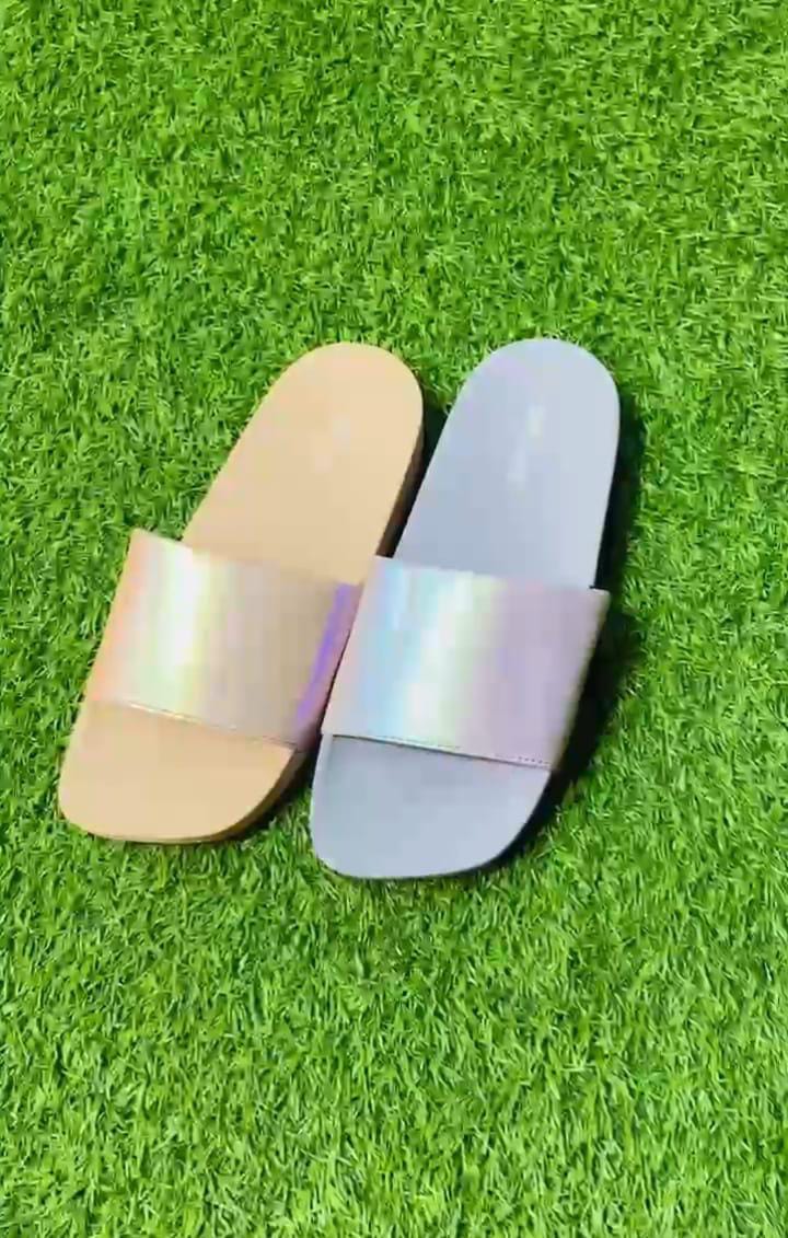 Holographic Slides (Beige & Grey)