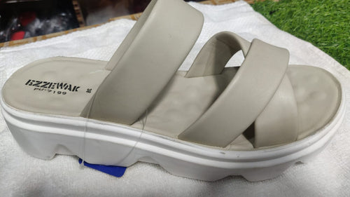 Beige Double Strap Medicated Cushion Slippers  Medicated Beige Double Strap Cushion Platform Slippers