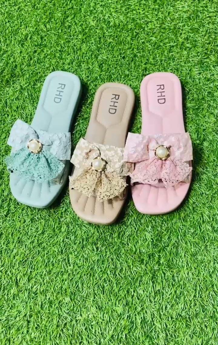 Lace Bow Slides (for Women)