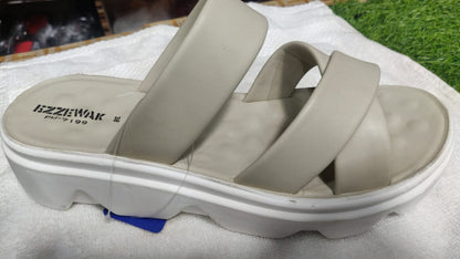 Beige Double Strap Medicated Cushion Slippers  Medicated Beige Double Strap Cushion Platform Slippers